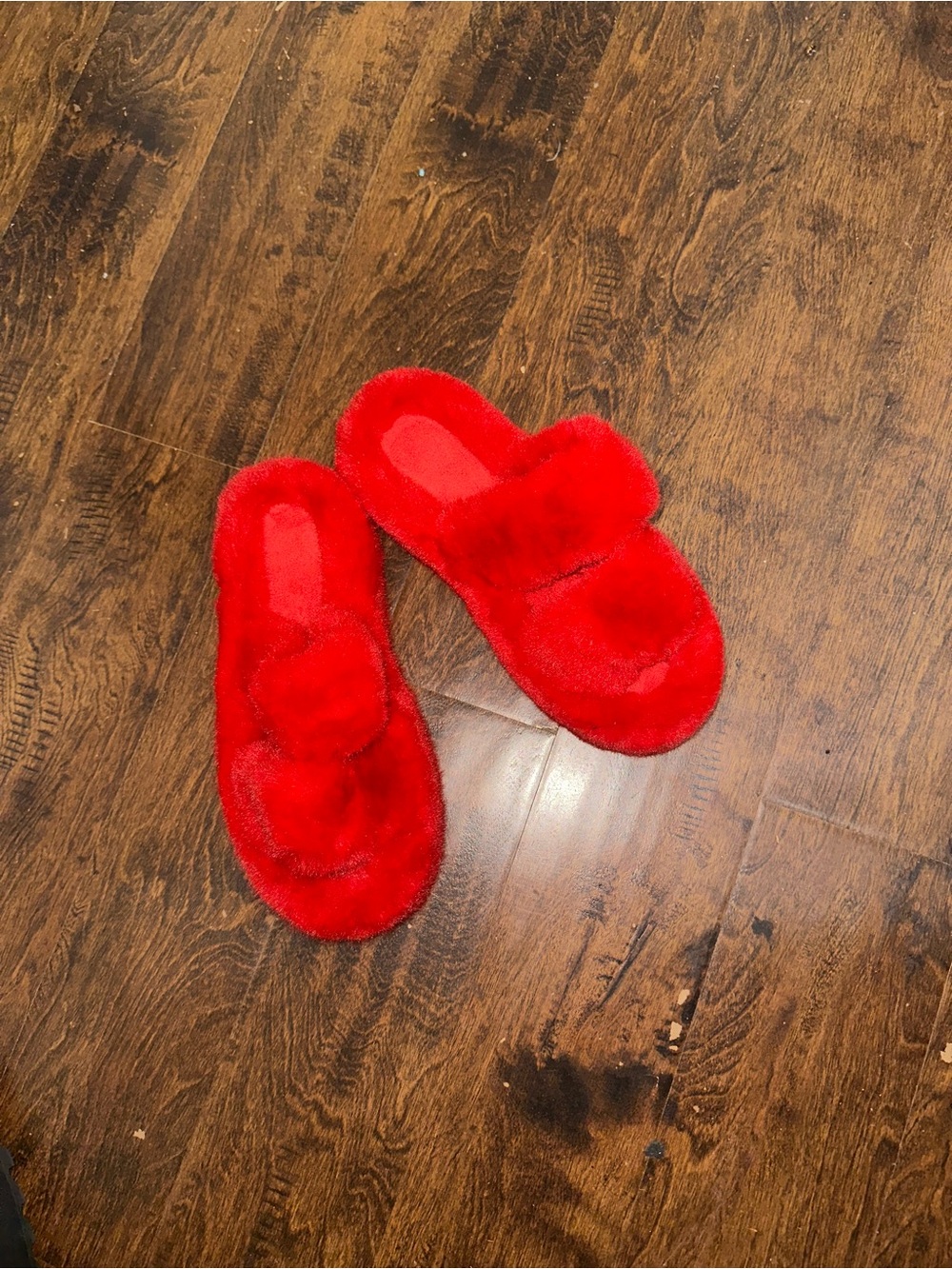 Red Furry Slide Slippers - Picture 6 of 11